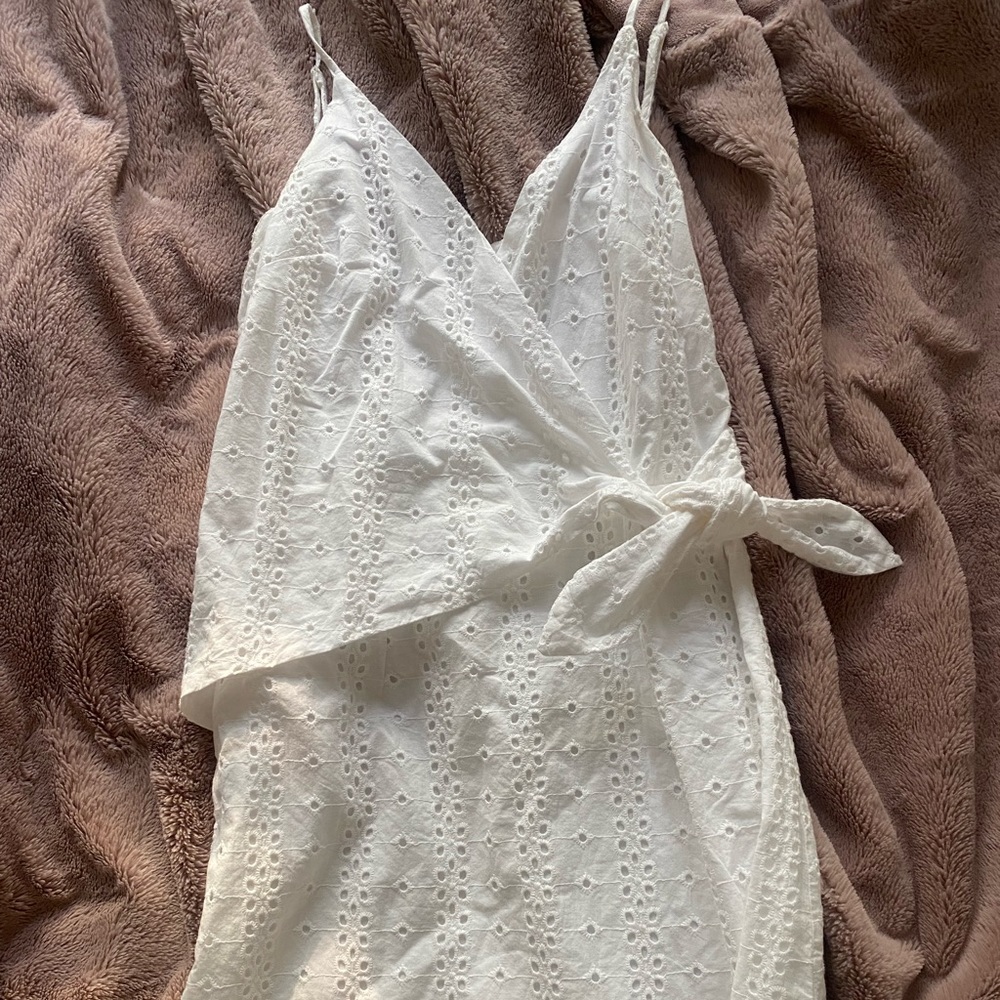 White Crochet Tie Dress